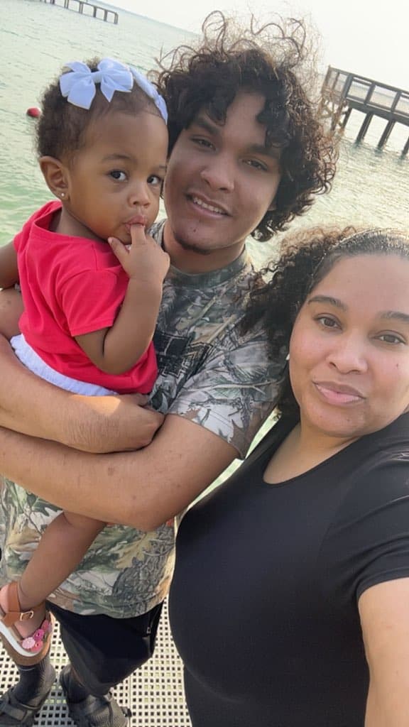 Jileesa and Blake with family at the beach